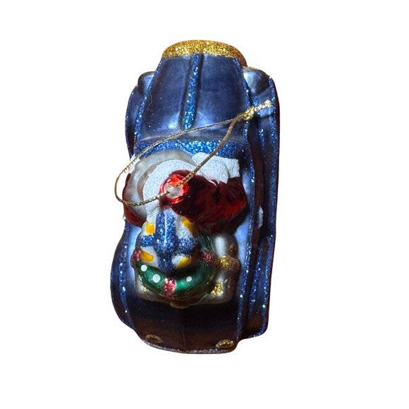 Vintage Santa Driving Car with Presents Blown Glass Christmas 4" Ornament - Picture 5 of 6